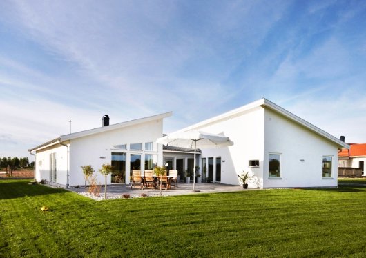 Trähus med putsad fasad