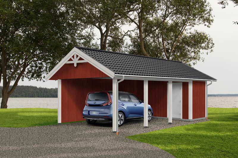 Floods trävaru enbilsgarage